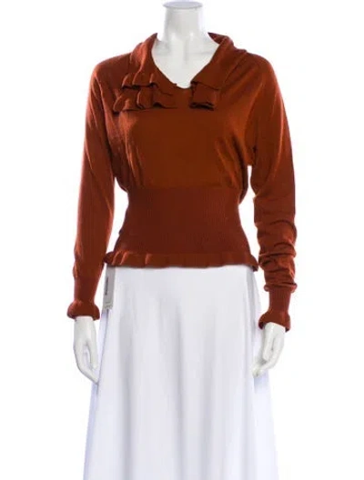 Pre-owned Mulberry Wool V-neck Sweater In Brown