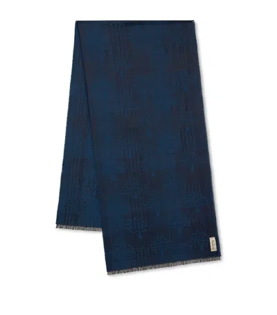 Mulberry Wool-silk Tree Scarf In Blue
