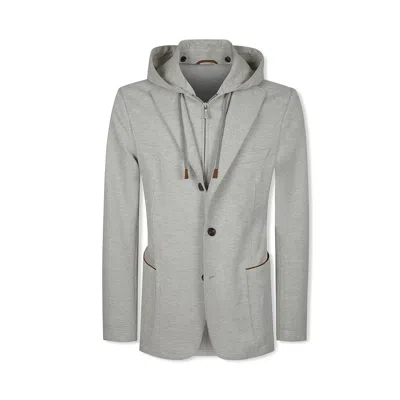 Mulberry X Eleventy Single-breasted Hooded Blazer In Grey Melange