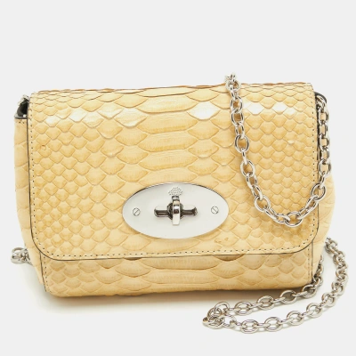 Pre-owned Mulberry Yellow Python Mini Lily Shoulder Bag
