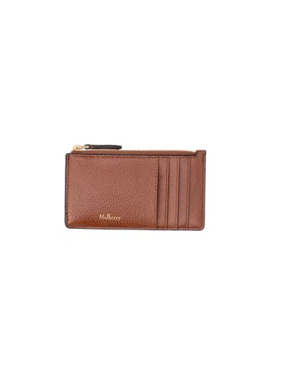 Mulberry Zip Card Holder "continental" In Brown