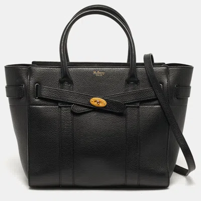 Pre-owned Mulberry Zipped Bayswater Small Black Leather Tote