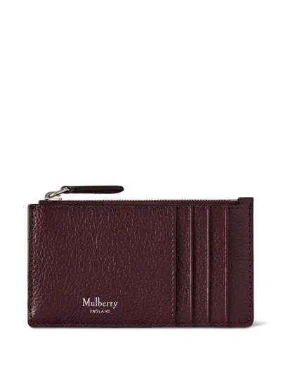Mulberry Continental Zipped Long Card Holder Black Cherry Small Classic Grain In Pink