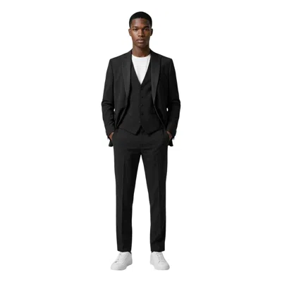 Mulish Black Polyester Three-piece Men's Suit