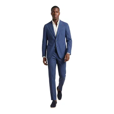 Mulish Blue Polyester Two-piece Men's Suit