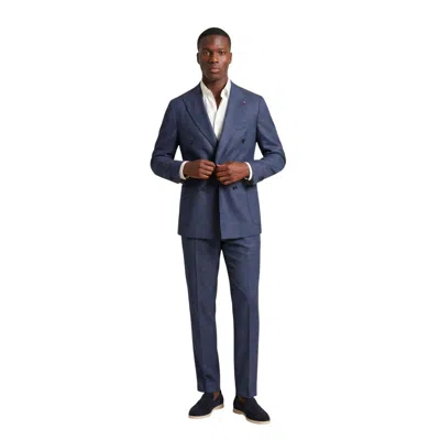 Mulish Blue Polyester Two-piece Men's Suit