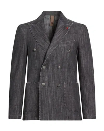 Mulish Man Blazer Charcoal Size 40 Cotton In Black