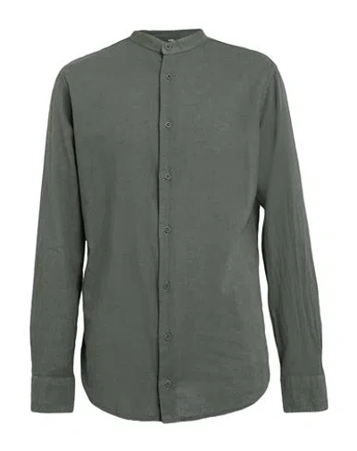 Mulish Man Shirt Military Green Size L Linen In Gray