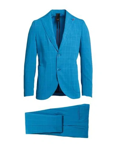 Mulish Man Suit Azure Size 48 Polyester, Viscose, Elastane In Blue