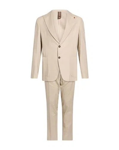 Mulish Man Suit Beige Size 46 Linen, Viscose