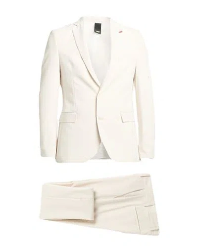 Mulish Man Suit Cream Size 36 Polyester, Viscose, Elastane In Animal Print