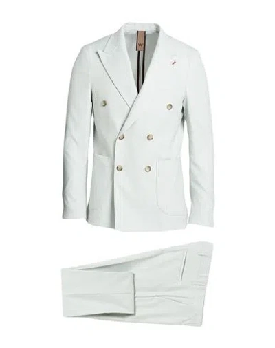 Mulish Man Suit Sage Green Size 40 Polyester, Viscose, Elastane In White