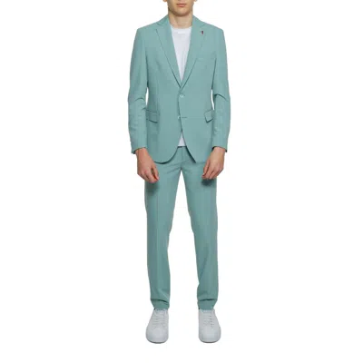 Mulish Polyester Two-piece Men's Suit In Blue