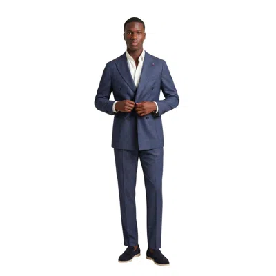 Mulish Polyester Two-piece Men's Suit In Blue