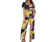 Mulla Back Ribbon Jumpsuit In Lavender Yellow Multi In Multi