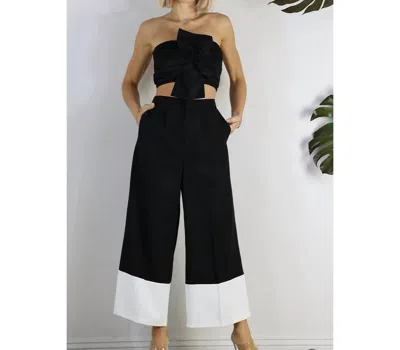Mulla Color Block Wide Pants In Black/white In Multi
