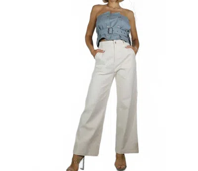 Mulla Cotton Twill Wide Leg Pants In Ivory In White