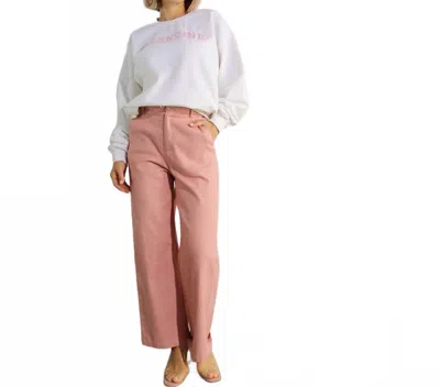 Mulla Cotton Twill Wide Leg Pants In Pink In Brown