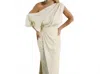 Mulla Deep Open Shoulder Midi Dress In Cream In White