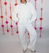Mulla Embossed Bomber And Long Pants Set In White