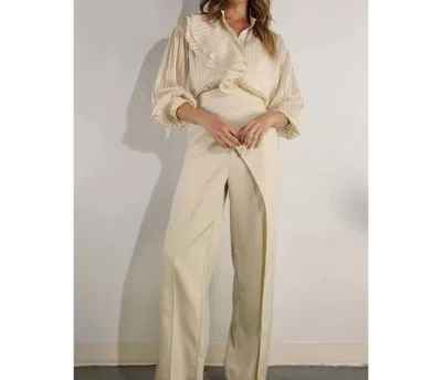 Mulla Fly Away Tie Back Pants In Beige In Neutral