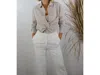 Mulla Front Twist Button Down Shirt In Stone Beige In Multi
