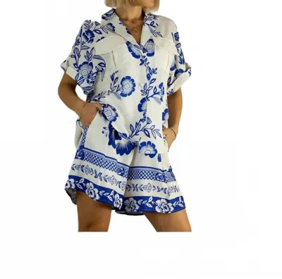 Mulla Mia Pocket Top In Blue/white
