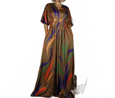 Mulla Pleated Pocket Jumpsuit In Brown Multi