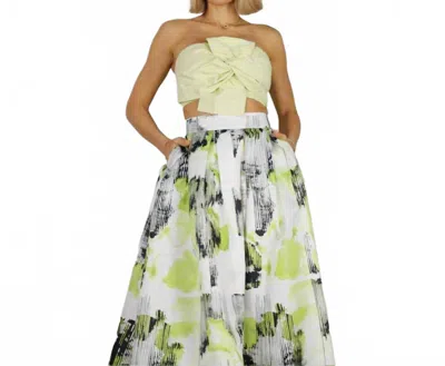 Mulla Sadie Pleated Skirt In Yellow Green Multi