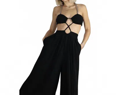 Mulla Silver Siren Wide Leg Jumpsuit In Black
