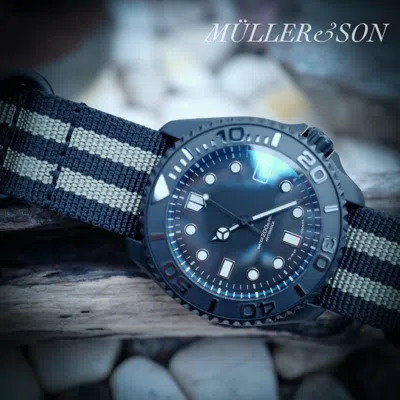 Pre-owned Müller&son "the Alcatraz" Custom Build Watch With Nh35 + Nylon Military Strap