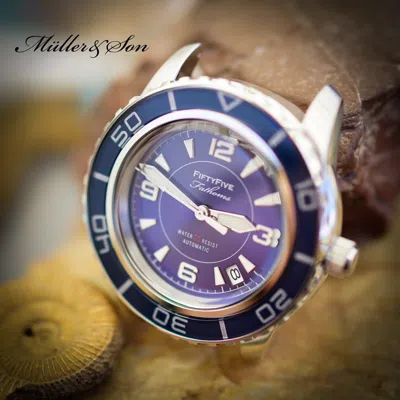 Pre-owned Müller&son Watch "blue Mod 1" Made From Seiko Snzh53 Fifty Five Fathoms + Strap