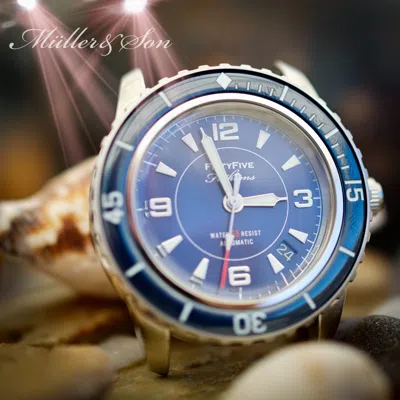 Pre-owned Müller&son Watch “modern Blue Supermod” Made From Seiko Snzh Fifty Five Fathoms