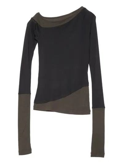 Muller Of Yoshiokubo Asymmetric Long-sleeve Top In Black