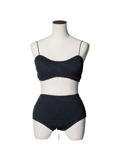 Muller Of Yoshiokubo Bumpy Shirred Bikini In Black