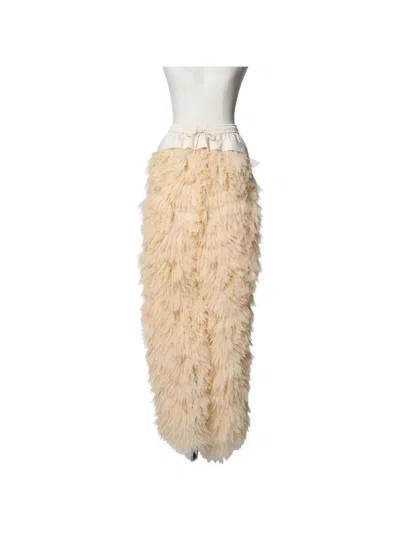Muller Of Yoshiokubo Canopy Tulle Straight Trousers In Nude