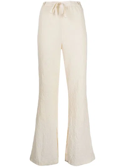 Muller Of Yoshiokubo Crinkled-finish Drawstring Trousers In Weiss
