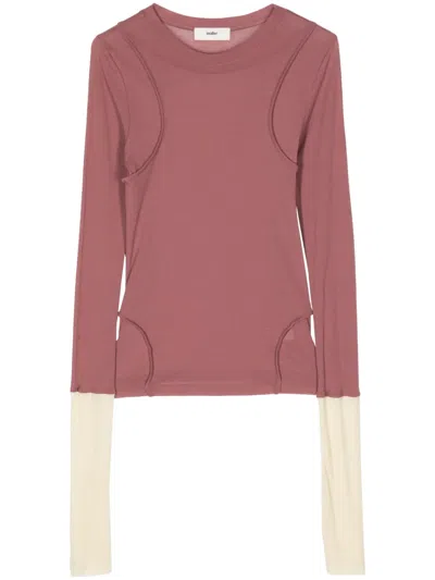Muller Of Yoshiokubo Extra-long-sleeves Cotton Top In Purple