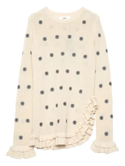 Muller Of Yoshiokubo Floral Ruffled Top In Neutral