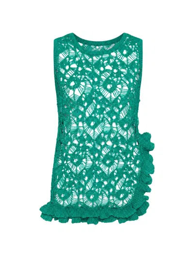 Muller Of Yoshiokubo Frill-trimmed Floral-lace Top In Green