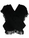 Muller Of Yoshiokubo Fringed Cable-knit Top In Black