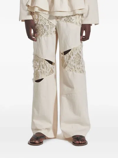 Muller Of Yoshiokubo Glare Sequin-embellished Trousers In Neutral