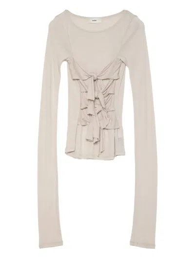 Muller Of Yoshiokubo Knot-detail Long-sleeve Top In Gray