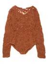 Muller Of Yoshiokubo Lace-insert Knitted Bodysuit In Brown