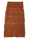Muller Of Yoshiokubo Lace-insert Midi Skirt In Brown