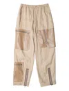 Muller Of Yoshiokubo Leather-panel Zip-detail Trousers In Neutral