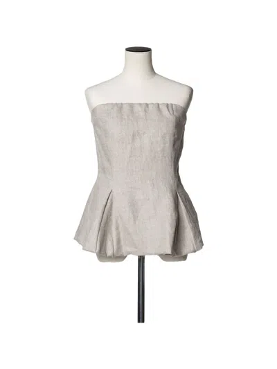 Muller Of Yoshiokubo Linen Strapless Top In Gray