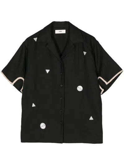 Muller Of Yoshiokubo Lino Crystal-embellished Linen Shirt In Black