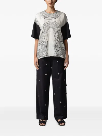 Muller Of Yoshiokubo Metal Beans Embellished Straight-leg Trousers In Black