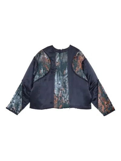 Muller Of Yoshiokubo Mural Pudding Panelled Print Top In Blue